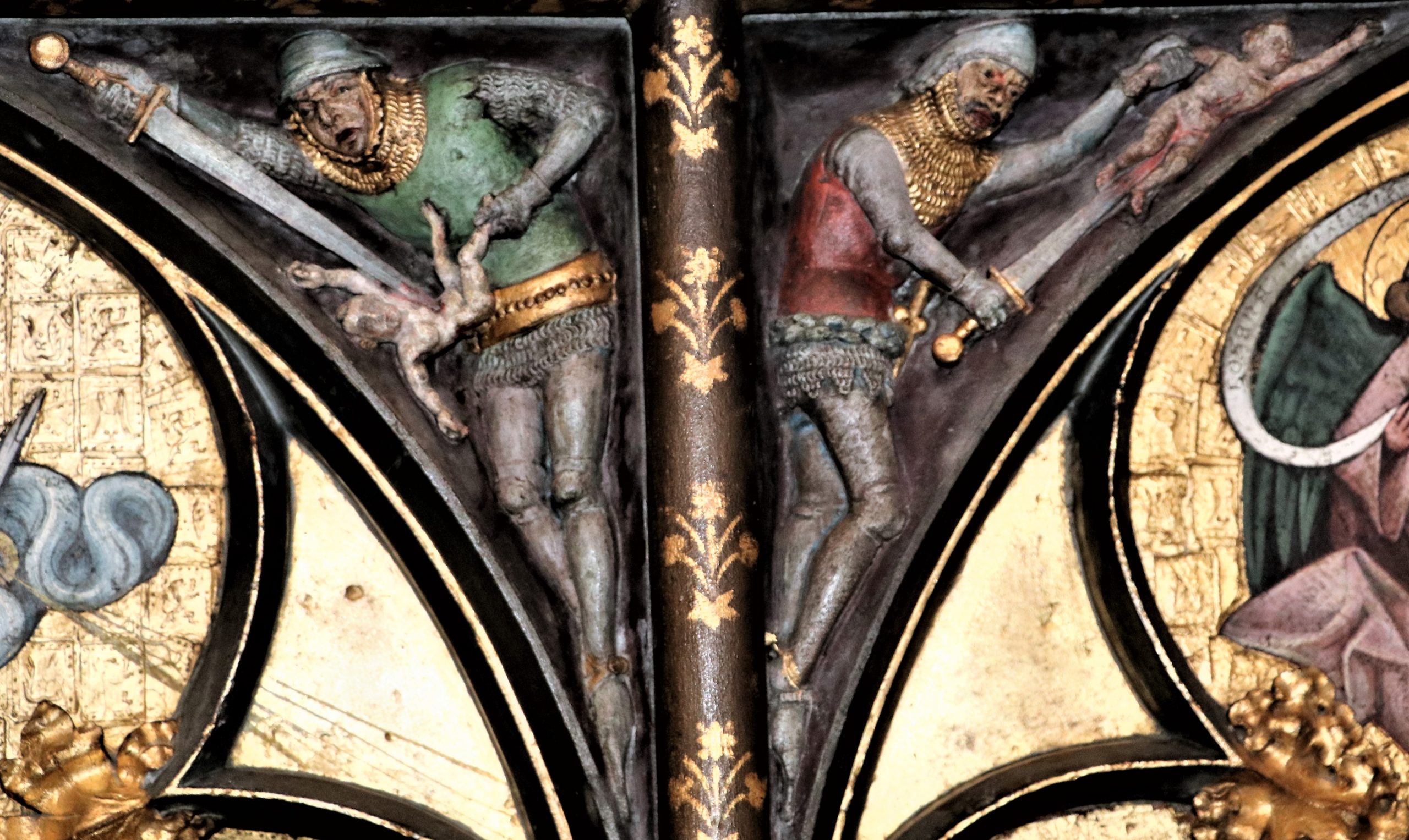 Détail du massacre des innocents, peinture restaurée.