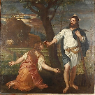 Mise en lumière du monument funéraire de Flaminio Garnier qui représente des sculptures en pierre.